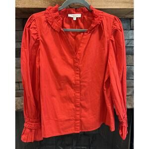 Women’s LAROQUE Original Red Ruffled Button Up Shirt Size S *A8